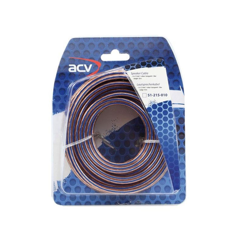 Luidspreker kabel 2 x 1,50 mm transparant blauw 10 meter