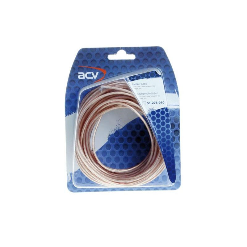 Luidspreker kabel 2 x 0,75 mm transparant blauw 10 meter