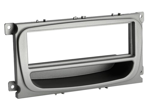 [281114-37] 1-DIN Paneel met aflegbakje. Ford Mondeo /Focus / S-MAX / Galaxy Kleur: Zilver